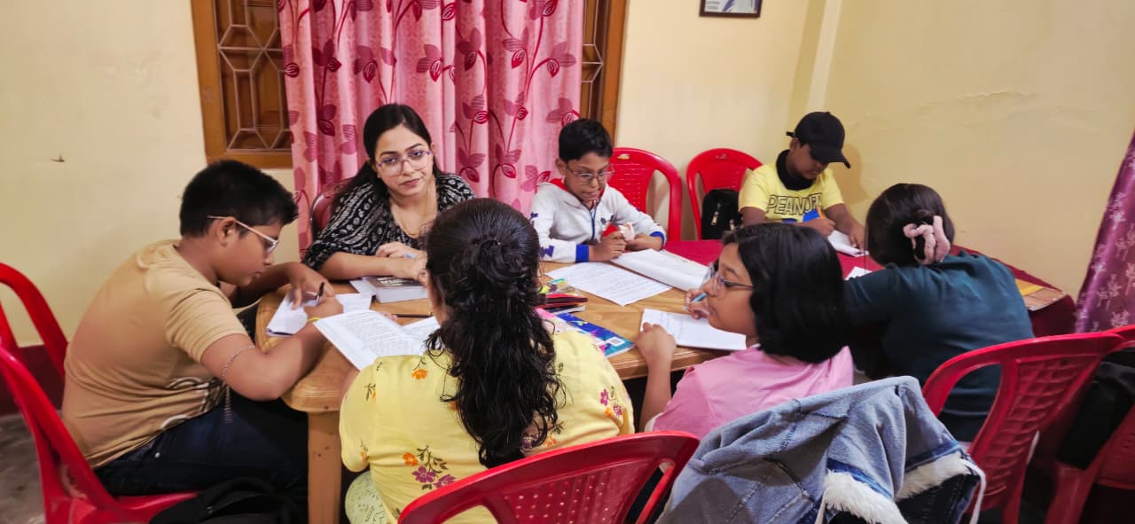 Teacher with students